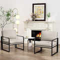 Andeworld Modern Accent Chair Set of 2 Mid Century Living Room ArmchairUpholstered Linen Sofa Side Chair with Metal Legs for ReadingLoungingBedroom Apartment Light Grey 2