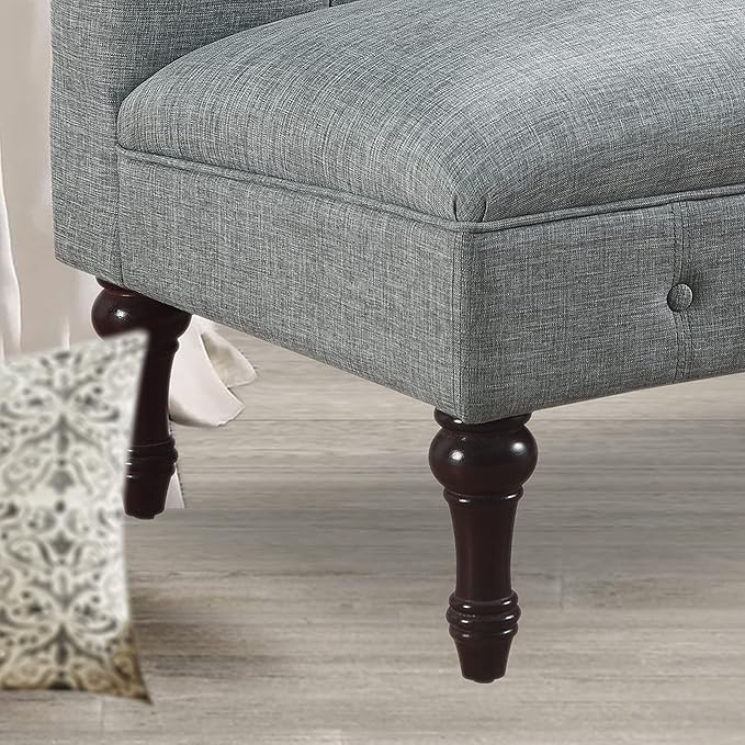 Rosevera Larkin Upholstered Tufted Fine Polyester Chair Loveseat Sofa Bench with Armless Design Easy Assembly for Living Room Bedroom Grey