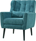 Generic Modern Accent ChairChenille Arm Chairs for Living RoomUpholstered Mordern ArmchairComfy Soft Padded Lounge Chair in Small Space Bedroom w/Pillow Solid Wood Leg (Teal)