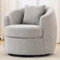 Swivel Barrel Chairs 32 Inches Wide No Assembly Round Upholstered Armchairs Accent Chairs Single Sofa Chair for Living Room (Grey Set of 1)