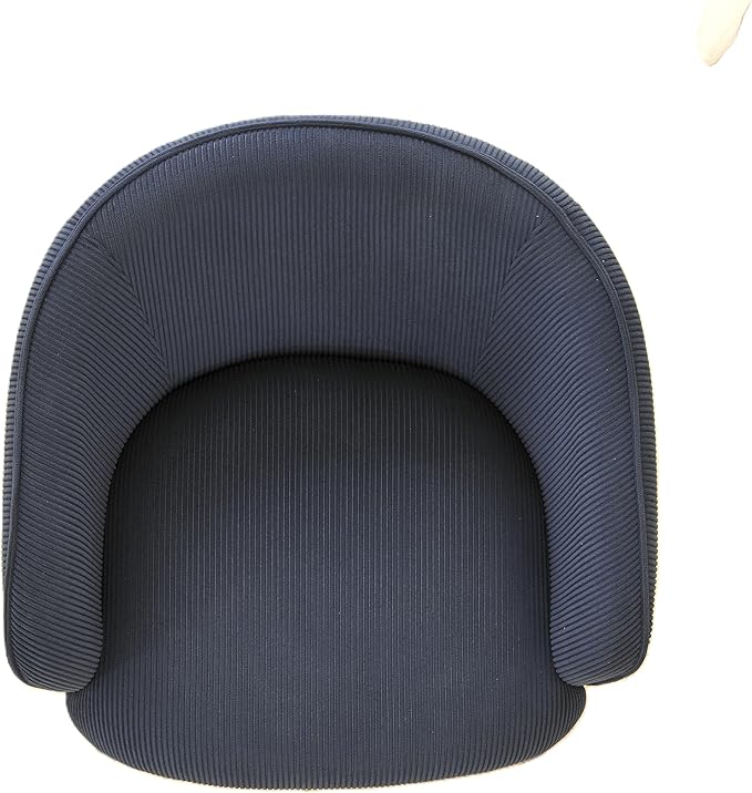 Modern Corduroy Accent Chair with Channel Back Design Black Metal Legs and Soft Upholstery Comfortable Seating for Living Room Bedroom or Office Blue
