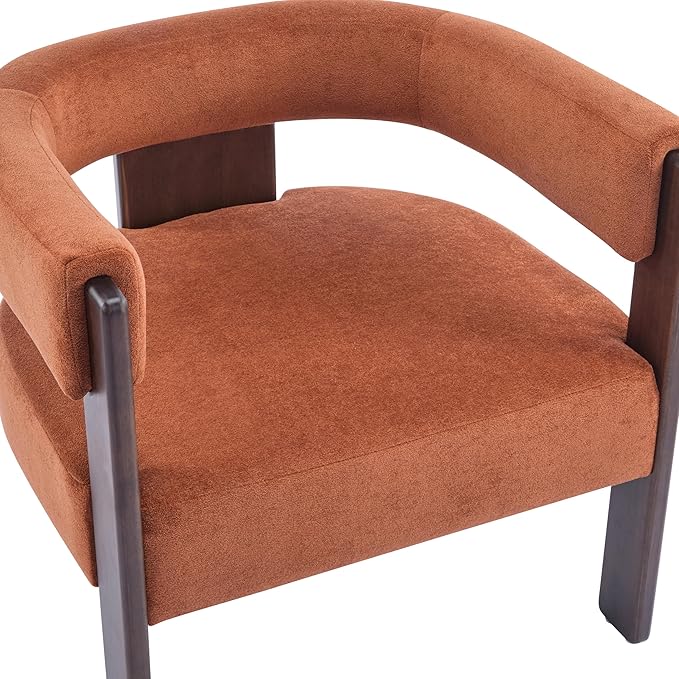 Christopher Knight Home Nettie Modern Accent Chair for Living Room Velvet Fabric Single Lounge Sofa Chair with Wooden Frame Comfy Reading Chair for Bedroom Lounge Armchair with CushionBurnt Orange