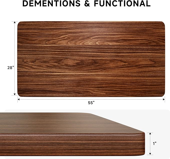 BIZUM Whole-Piece Particle Board Table Top Wood Countertop for Standing Desk DIY 55x28x1 Inch Walnut Desk Top