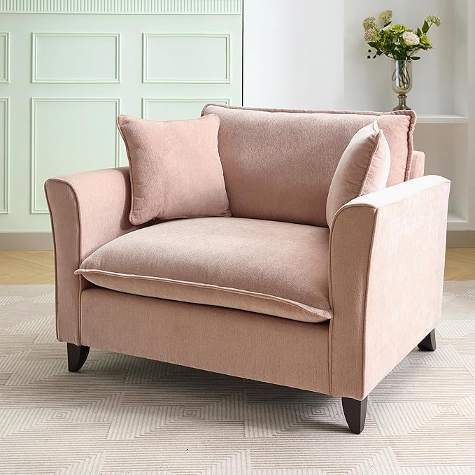 ERYE Living Room Accent Chair Modern Chenille Upholstered Wider Seat Cushion Leisure Armchair W/2 Pillows and Removable Cover for Home ApartmentBedroomOffice