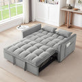 KEIKI 51.2 3-in-1 Convertible Sofa Bed Folding Pull-Out Sleeper Couch with Side Pockets Velvet Fabric Roller Legs Modern Living Room Sofa Light Gray