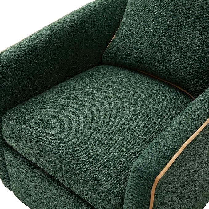 Christopher Knight Home Arlo 360° Swivel Accent Chair for Living Room Bouclé Upholstered Rotating Lounge Chair Indoor Barrel Swivel Chair with Iron Frame Curved Armrest and Padded Seat Green