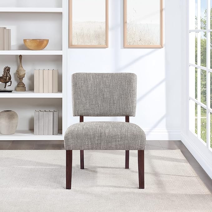 OSP Home Furnishings Jasmine ‎Mid-Century Modern Accent Chair with Wood Legs Tweed Charcoal Fabric