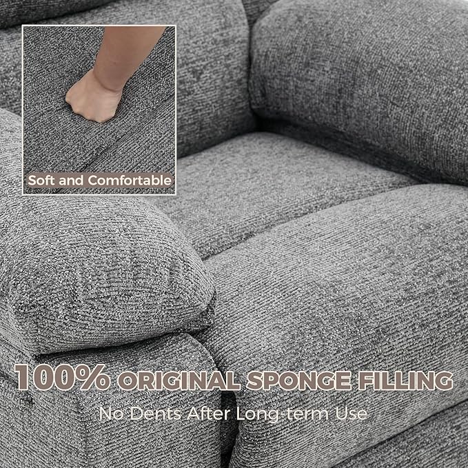 Oversized Swivel Rocking Recliner Chair for Adults 360° Swivel Glider Nursery Chair with Vibration Massage &amp Heat Comfortable Single Sofa for Living Room Bedroom Gray
