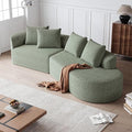 112-inch Curved Sofa Modular Sectional Modern Oversized Chenille Cloud Memory Foam Compression Boneless Sofa Couch with 4 Pillows for Living Room Bedroom Office Right Facing Chaise Green