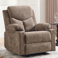 Manual Rocker Recliner Chair for Adults with Vibration MassageGlider Rocking Recliner Chairs for Living Room Bedroom Overstuffed Reclining Sofa Chair with Pockets and Cup Holds (Coffee)