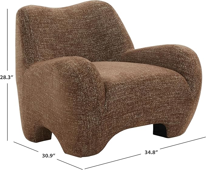SAFAVIEH Couture Collection – Randal Dark Brown Chenille Accent Chair Fully Assembled Upholstered Lounge Seating with Curved Arms (SFV4878D)