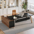 Tribesigns 78.7 L-Shaped Executive Desk Modern Office Desk with File Drawers &amp Storage Shelves Large Computer Desk with 55-Inch Cabinet Business Workstation for Home Office Black &amp Walnut