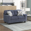 Lexicon Modern Loveseat Chenille Loveseat 2 Pillows Track Arm Reversible Cushions Removable Cushion Cover Easy Assembly Small Couch for Living Room/Office/Reading Spaces Blue