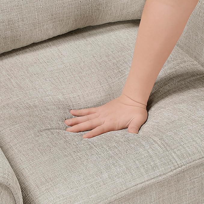 Lexicon Chenille Fabric Upholstered Sofa with 2 Pillows with Track Arms Reversible Back and Seat Cushions Removable Cushion Covers Comfy Couch for Living Room/Office/Waiting Room Taupe