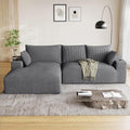 Oversized L Shaped Boneless Couch with 52 Wide Oversize Chaise 113 Fluffy Cloud Sectional Couches for Living Room Plush Corduroy Memory Foam Modular Sectional Sofa with Cup Holder Grey