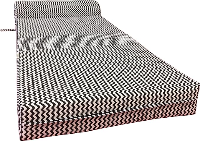 D&ampD Futon Furniture Sleeper Chair Folding Foam Beds Portable Studio Guest Sofa Bed 6 x 32 x 70 Zig Zag