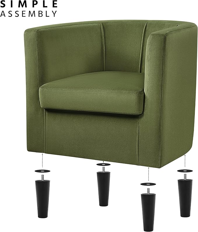 Yaheetech Velvet Accent Chair Modern and Comfortable Armchairs Upholstered Barrel Sofa Chair for Living Room Bedroom Waiting Room Olive Green 2pcs