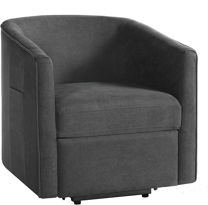 Power Lift Recliner Chair for Seniors Barrel Shape Recliner Chair with Footrest and Side Pocket Curved Armrests Lift Assist Lounge Chair Electric Lift Chair for Living Room (Dark Gray12)