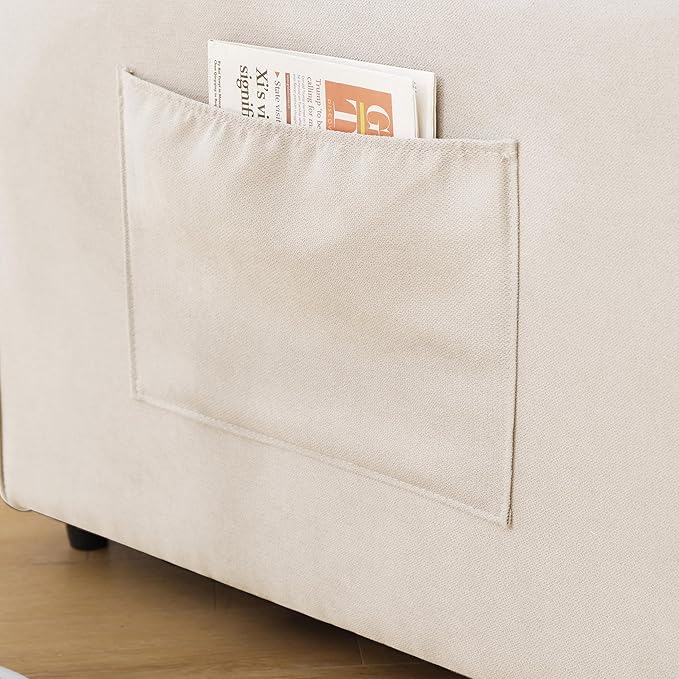 ERYE Foldable Loveseat Sofa Convertible Pull Out Sleeper Sofabed2 Seat Tufted Upholstered Sofa Modern Convertible Sleeper Couch Bed with Cupholders and Side Pockets