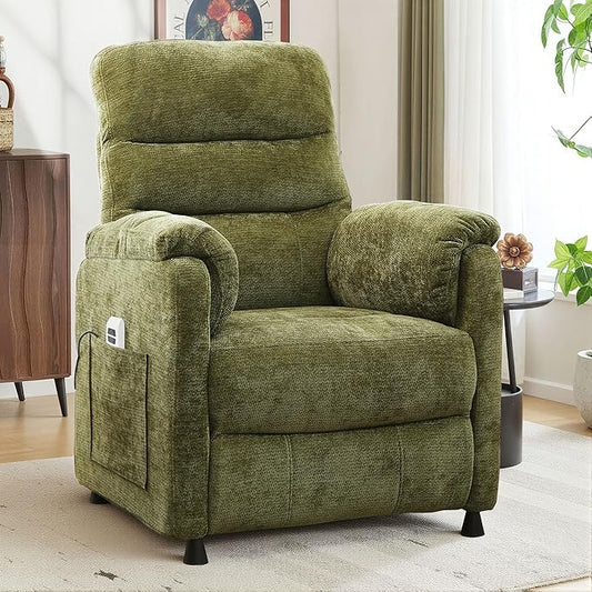 Holaki Power Recliner Chair Chenille Living Room Chairs Reading Lounge Chair Home Theater Seating with Adjustable Backrest and Footrest for Small Spaces Nursery(Green)