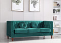Kittleson Classic Chesterfield Velvet Sofa with Elegant Button Tufted Backrest Square Legs High-Density Foam &amp Accent Pillows 3 Seater Couch for Living Room Sofa Green