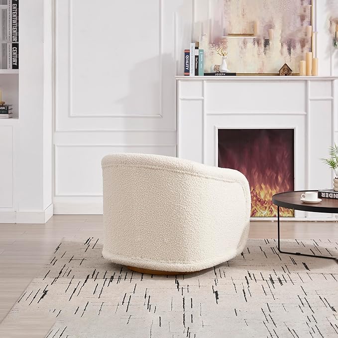 29.92 Modern Curved Sofa Chair360 Degree Swivel Barrel Chair Comfy Teddy Upholstery Pumpkin-Shaped Swivel Accent Chairs Single Sofa Armchair for Living Room BedroomOfficeReading RoomSmall Space