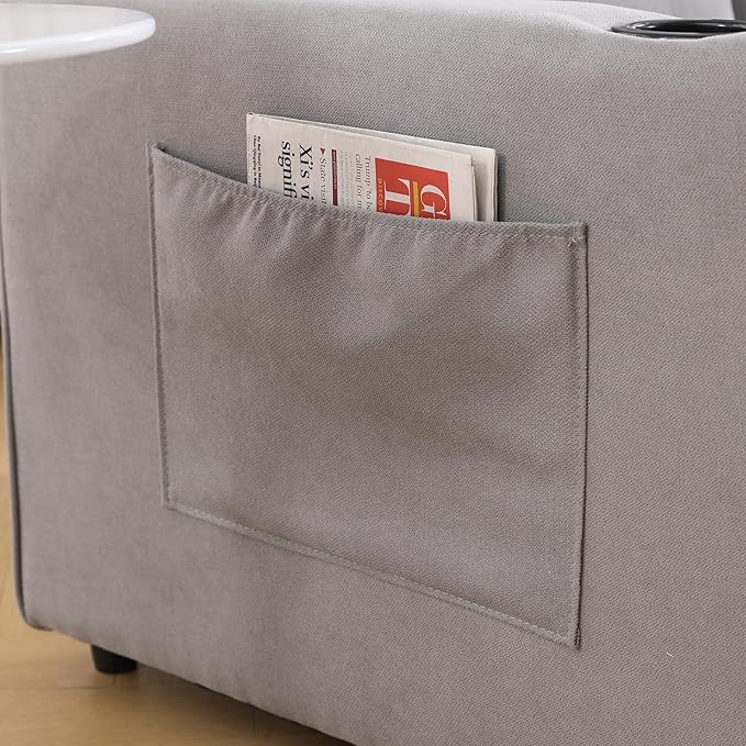 Ball &amp Cast 3-in-1 Folding Floor Sofa BedMulti-Functional 2 Seater Pull Out Couch with Side Pockets and Cup HoldersMordern Foldable Tufted Loveseat for Living Room Office ApartmentLight Gray