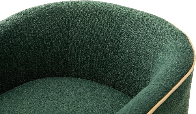 Christopher Knight Home Arlo 360° Swivel Accent Chair for Living Room Bouclé Upholstered Rotating Lounge Chair Indoor Barrel Swivel Chair with Iron Frame Curved Armrest and Padded Seat Green