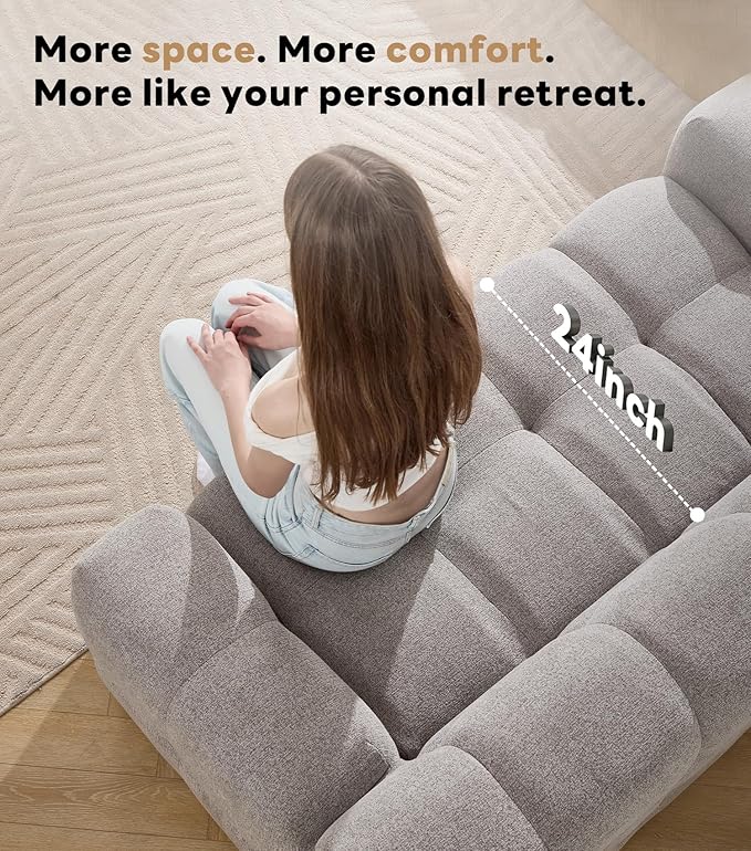 Tbfit Boneless Loveseat SofaComfy Tufted Cloud Couch Modern Living Room Floor Sofa Chair Chenille Grey