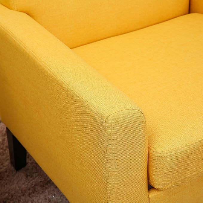Generic Fabric Accent Chair for Living Room Bedroom Button Tufted Upholstered Comfy Reading Accent Chairs SofaYellow