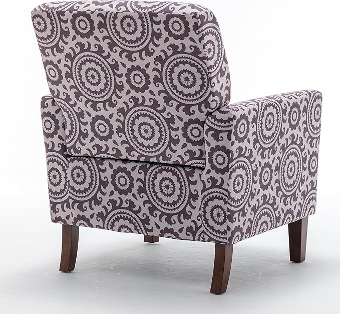 Contemporary Accent Arm Chair with Birch Wood Frame and Velvet Upholstery Armchair for Office and Living Room Decor Removable Cushions 02 Printed Fabric