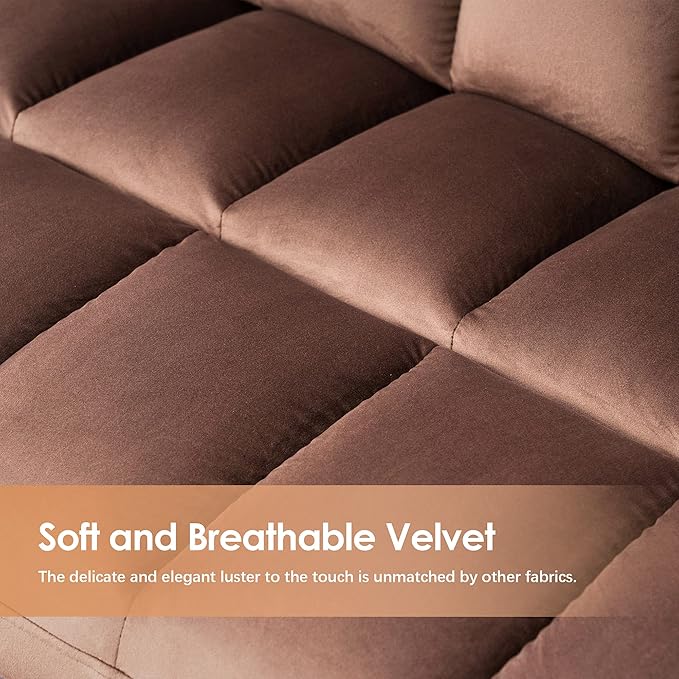 MCombo Loveseat Sofa Couch Mid-Century Velvet Armless Settee 2-Seater Upholstered Bench for Living Room Bedroom 4018 (2 Sets Brown)