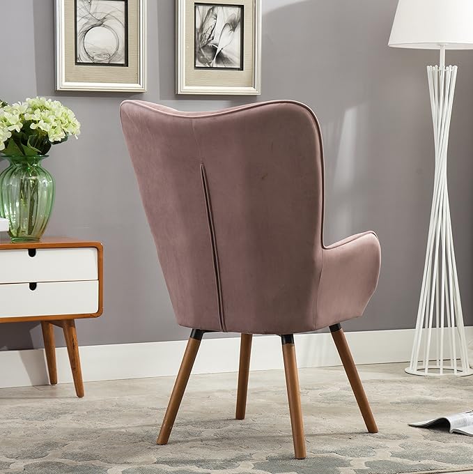 Roundhill Furniture Doarnin Contemporary Silky Velvet Tufted Button Back Accent Chair Mauve