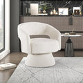 Lexicon 360 Degree Swivel Accent Chair Modern Comfy Corduroy Round Barrel Chair Open Back Plush Foam Cushions Metal Swivel Base for Living Room/Bedroom/Office Beige