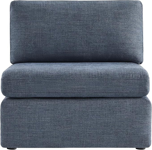 CHITA Modern Upholstered Middle Module for Modular SectionalSectional Sofa Couch Accent Armless Chair Blue