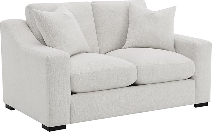 Coaster Home Furnishings - Ashlyn - Wood - Fabric Upholstered Loveseat with Track Arms Reversible Cushions and Cappuccino Block Feet - Living Room - 65-Inch - Sand - 552092