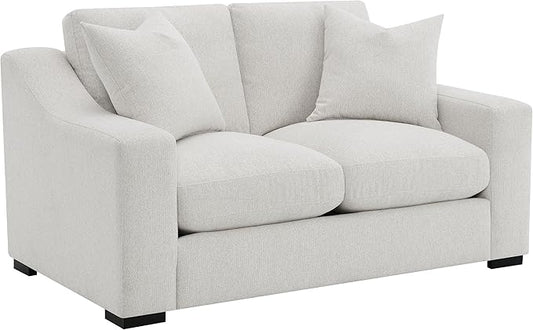 Coaster Home Furnishings - Ashlyn - Wood - Fabric Upholstered Loveseat with Track Arms Reversible Cushions and Cappuccino Block Feet - Living Room - 65-Inch - Sand - 552092