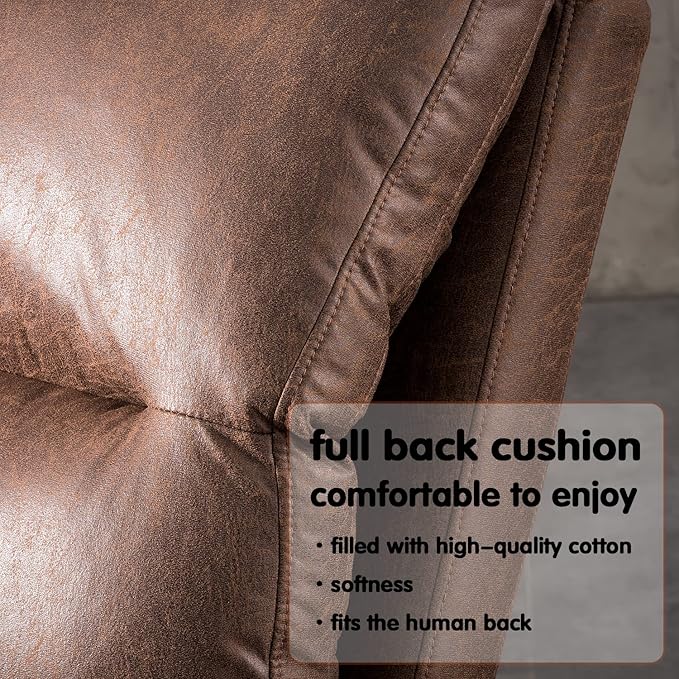 HOOOWOOO Living Room Recliner Chair and Ottoman SetFaux Suede Leather Accent Chairs with OttomanComfy Mid Century Modern Reclining Lounge Chair for Room BedroomDark Brown