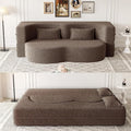 78” Floor Sleeper Sofa Bed Modern 2 in 1 Full Size Foldable Mattress with 2 Pillows Convertible Boneless Couch with Deep Seat for Living Room No Assembly Required (Brown &amp Teddy) | No Assembly