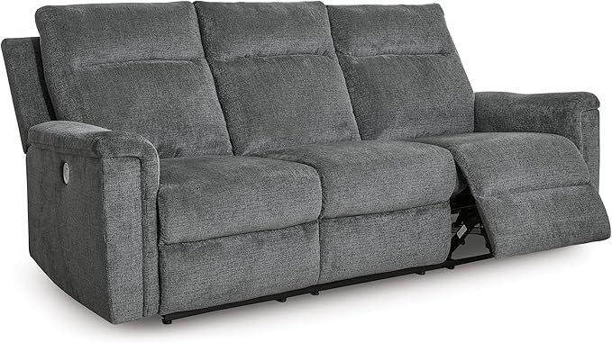 Signature Design by Ashley Barnsana Minimalist Power Reclining Sofa with USB Charging Ports Gray