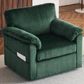 Oversized Swivel Chair 33 Corduroy Swivel Armchair Accent Chair for Living Room Mid Century Modern Comfy Thick Padded Arm Chairs Emerald Green