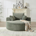 55 Green Oversized Round Boneless Couch Sofa Velvet Memory Foam Cloud Couches Lounge Chair Comfy Fluffy Single Sofa with 3 Pillows for Living Room Bedroom No Assembly Required (Green)