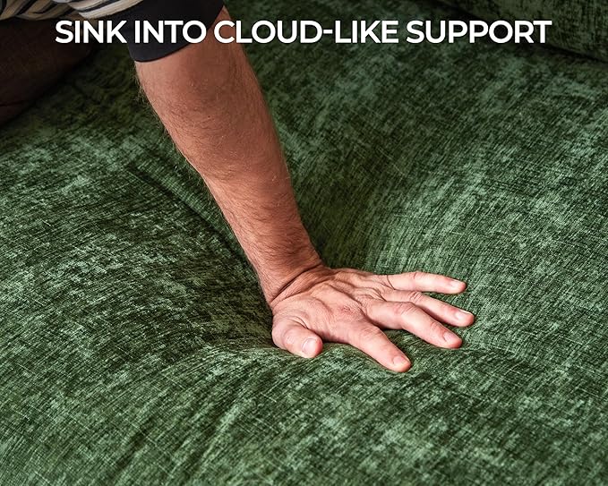 Single Seat Module for Olar Oversized Modular Sectional Sofa Extra Deep and Wide Cloud Chair Cushion Covers Removable Freely Combined with Other Modules by U-connectors Chenille Green