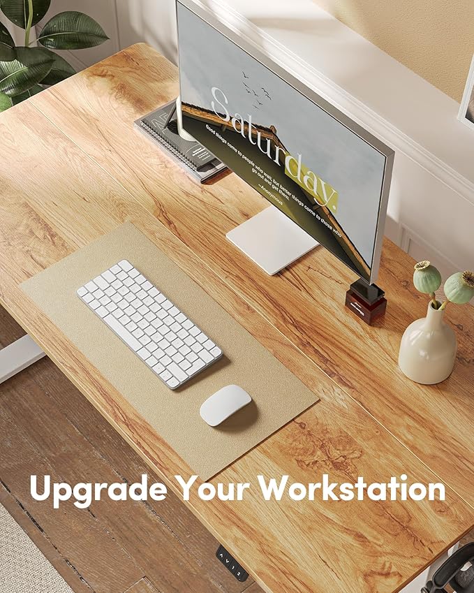 FEZIBO Electric Standing Desk Height Adjustable Stand up Desk 55 x 24 Inches Sit Stand Home Office Desk Computer Desk Light Rustic Brown