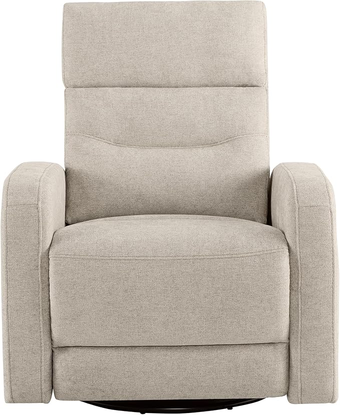 Watson &amp Whitely Swivel Power Recliner with Adjustable Headrest Recliner Chairs for Adults Small Glider Rocker for Living Room Fabric in Khaki