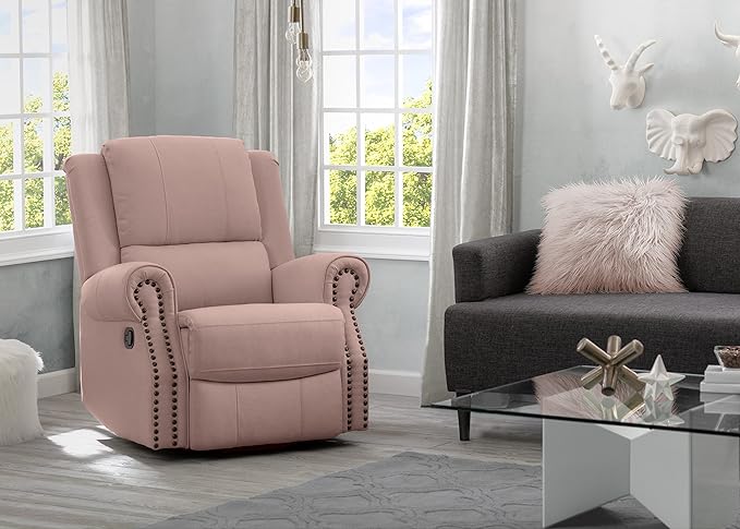 Delta Home Denham Recliner Glider Swivel Chair Adult Wood Blush
