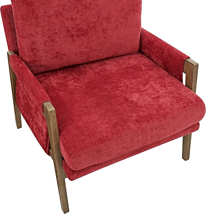 Roundhill Furniture Kelly Mid-Century Modern Accent Armchair Red