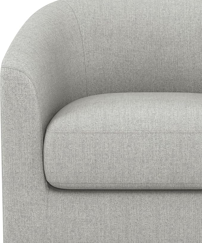 Swivel Accent Chair Upholstered Modern Barrel-Curved Armchair Linen Fabric Comfty Sofa Reading Chair with Solid Wood Base for Bedroom Club Living Room Light Grey