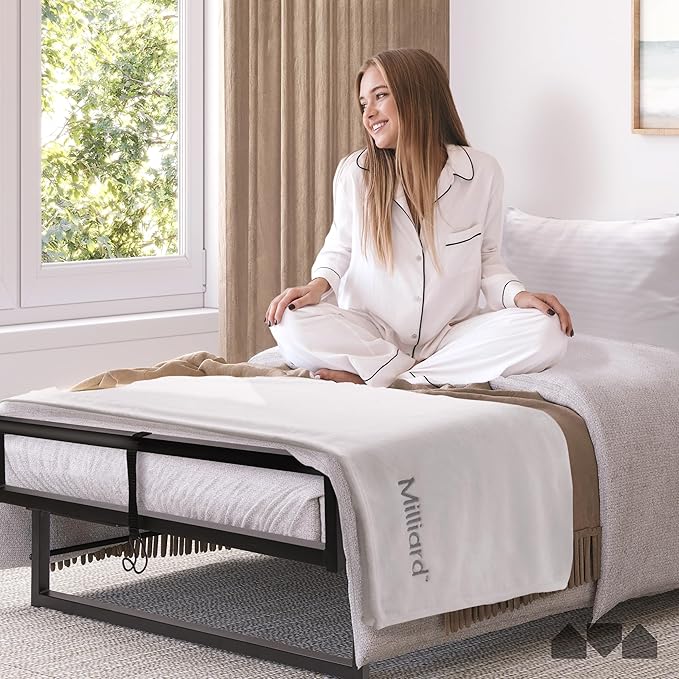 Milliard Deluxe Presidential Folding Bed with Mattress for Adults Twin Size Portable Foldable Bed with Bonus Pillow and Blanket Included 77” x 38 Fold Up Roll Away &amp Hideaway