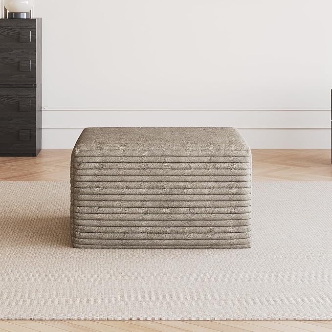 25.6 Corduroy Ottoman Seat Module for Modular Sectional Sofa DIY L-Shaped &amp U-Shaped Plush Corduroy Sofa for Living Room Camel